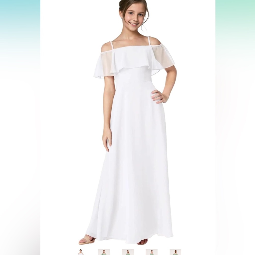 White Off the Shoulder Flower Girl Dress